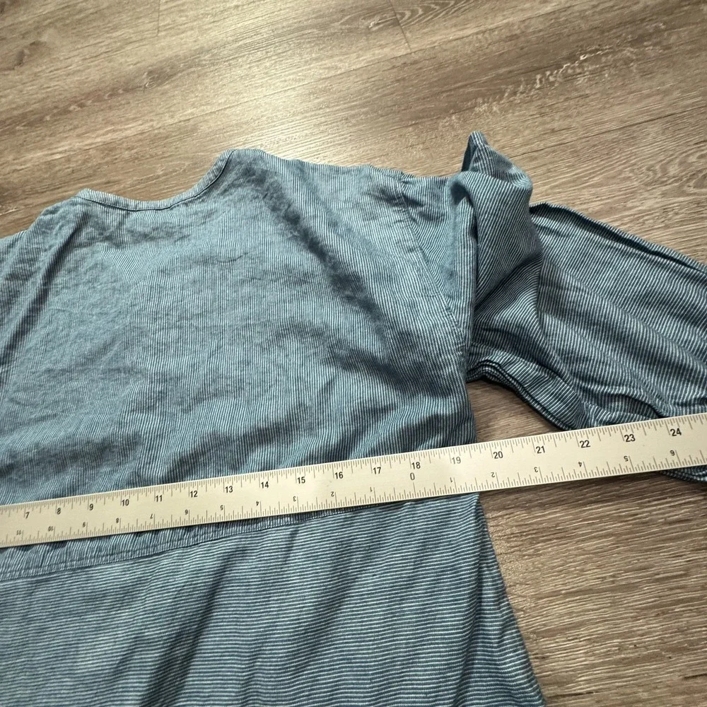 Lucky Brand Top Womens Medium Blue Chambray Denim Tunic Top Blouse Peasant Adult